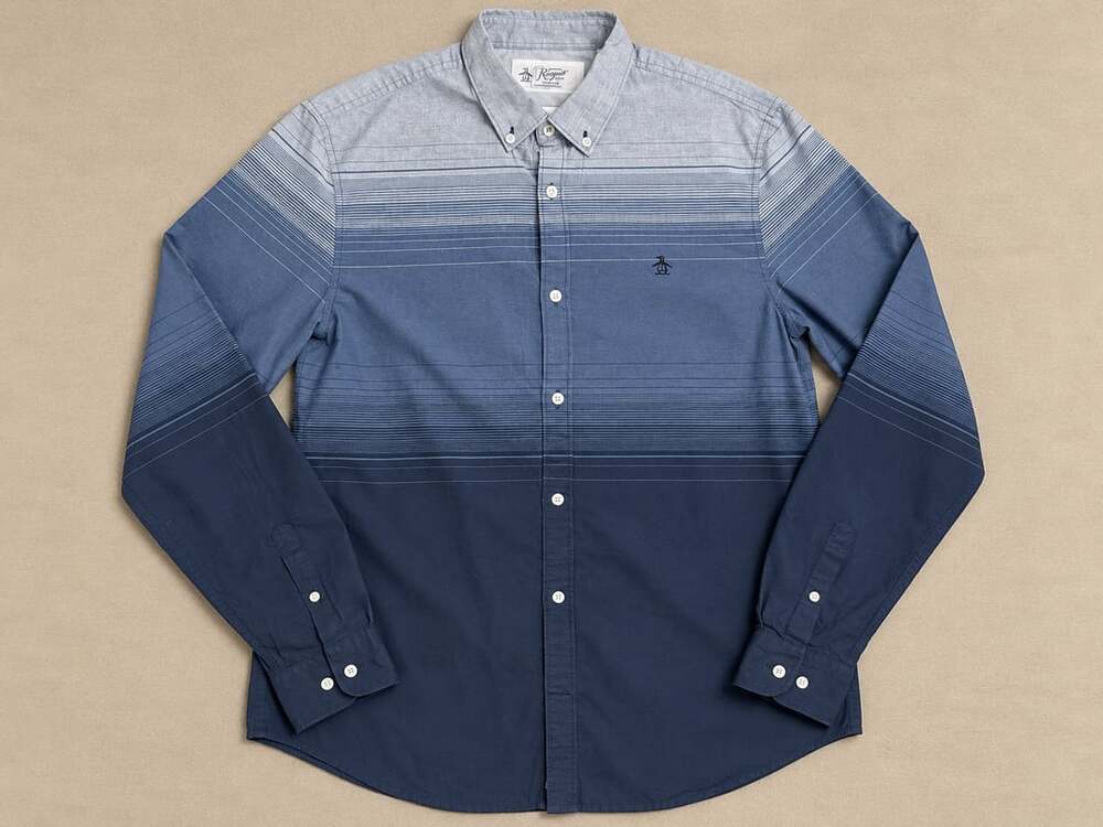 Original Penguin Ombre Fade Striped Long Sleeve Button-Down Shirt